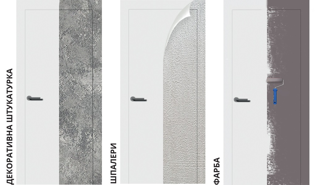 Варианты покрытия скрытых дверей Optimum Inside Black